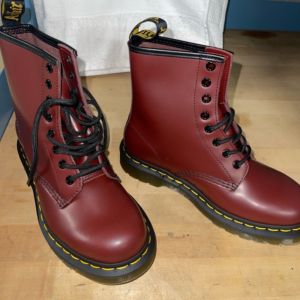 Doc Martens Smooth Cherry Red 1460 SMOOTH LEATHER LACE UP BOOTS